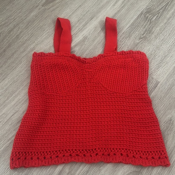 Red Crochet ASOS Bustier Top with Straps - Picture 5 of 9